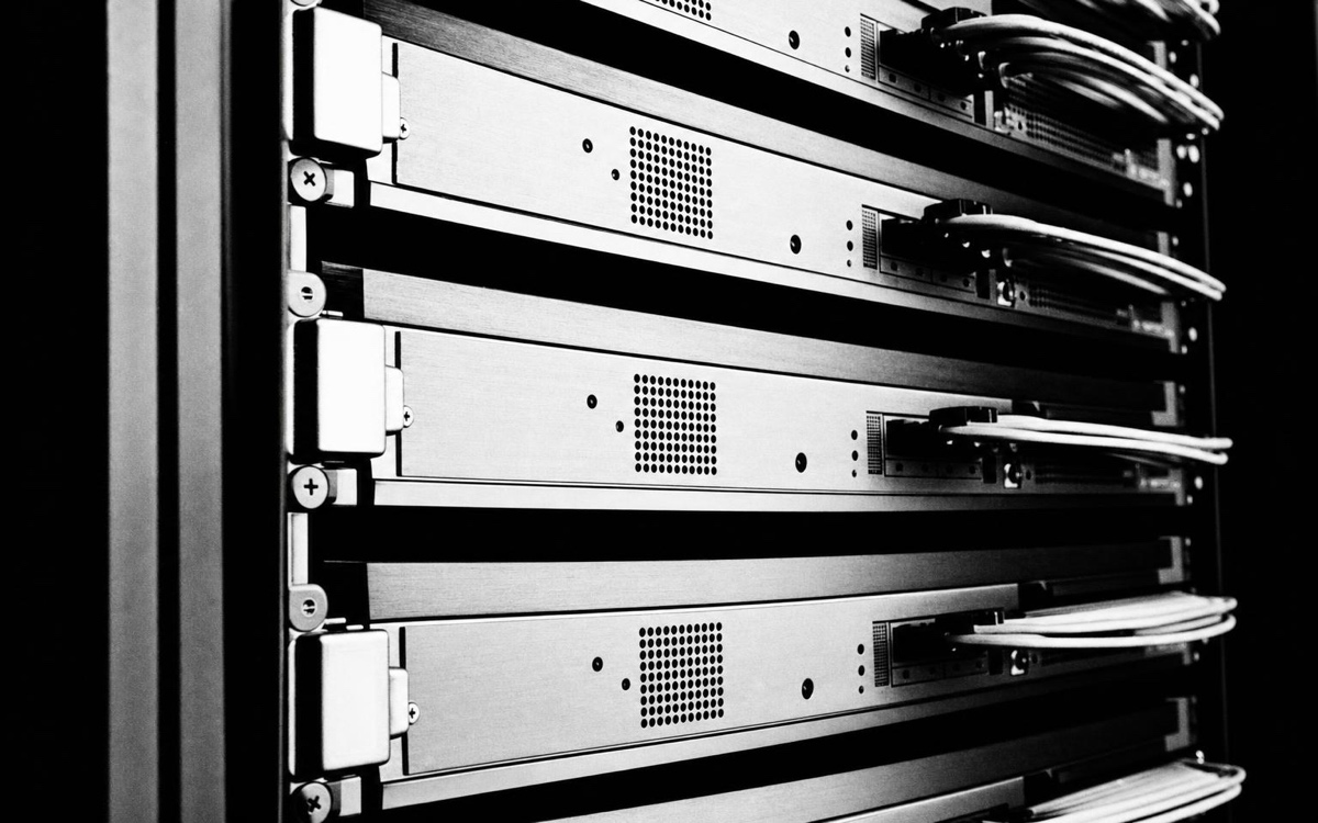 Server racks lit from within